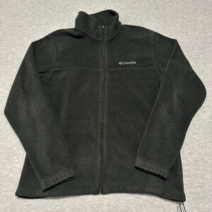 Mens Jacket Large Columbia Black Fleece Gray Logo Embroidered Zip Long Sleeve